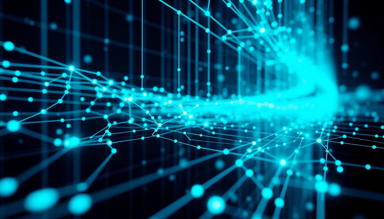 Blockchain technology visual showing secure digital ledger linking transactions with a