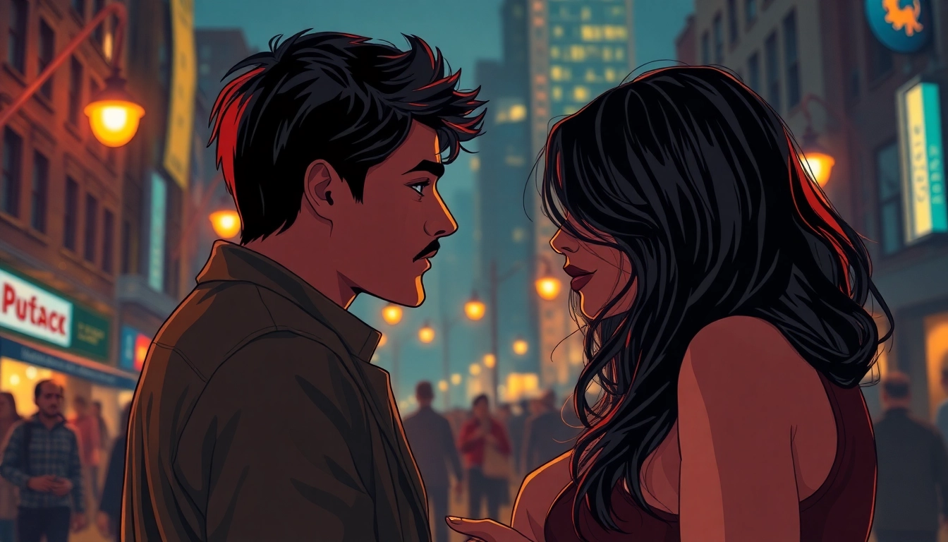 Discreet plan cul encounter between attractive young adults in a city setting, emphasizing
