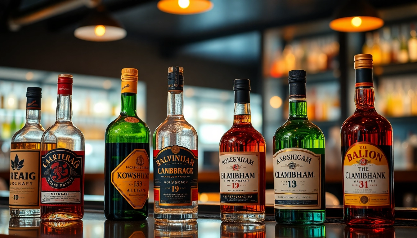 Liqors Birmingham showcase of premium bottles arranged in a stylish bar display with warm