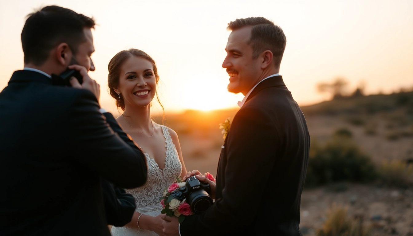 Professional eskuvoi fotos captures natural moments of a wedding couple outdoors with warm