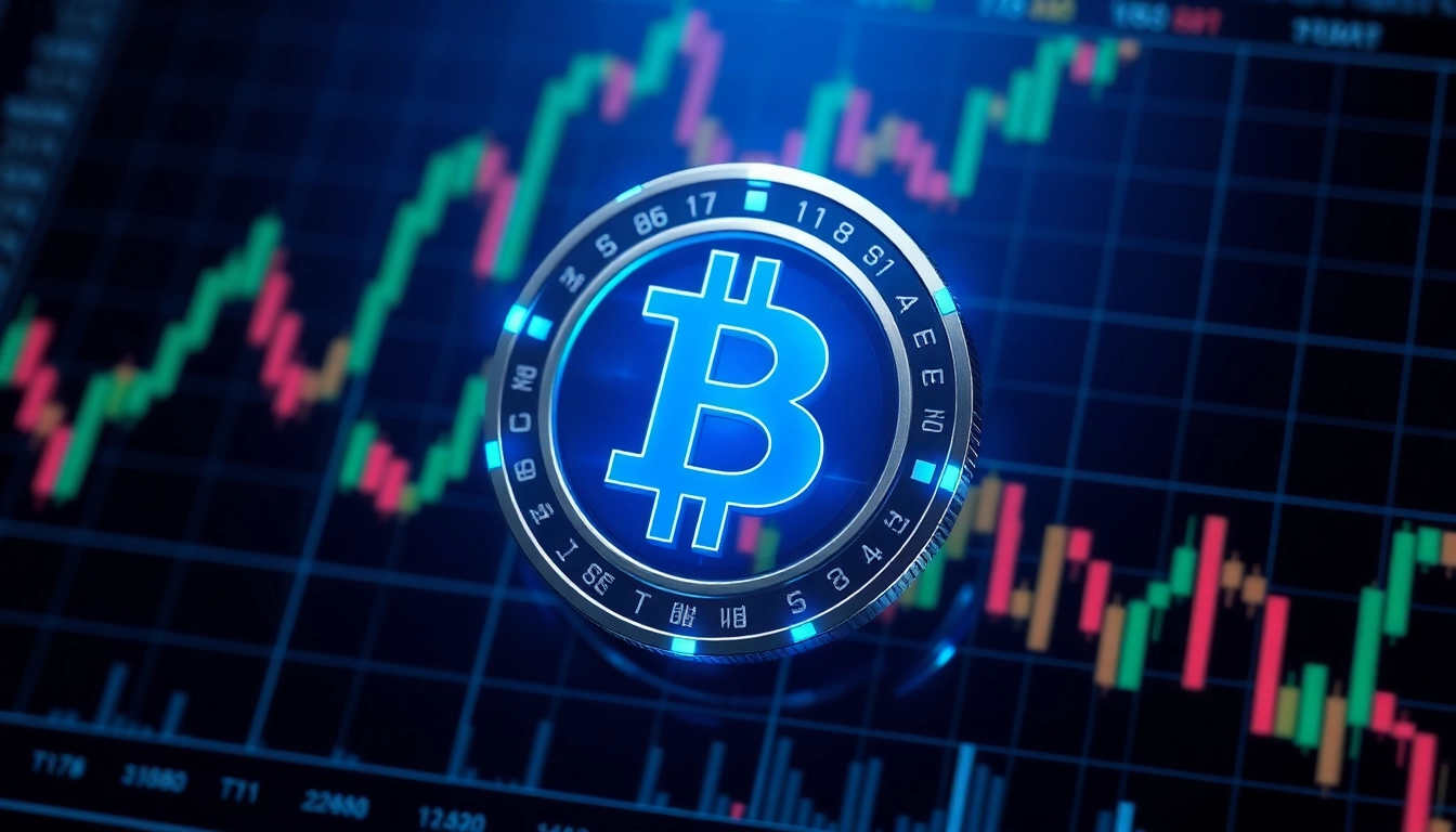 High-tech aicoin digital token analyzing real-time market data for investors and traders