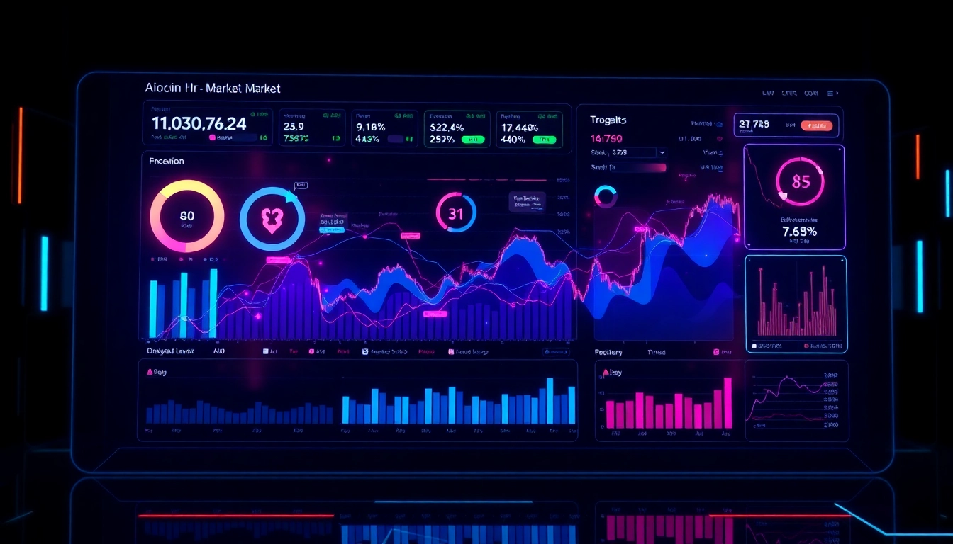The aicoin platform featuring real-time market data and AI analysis with sleek, modern visuals