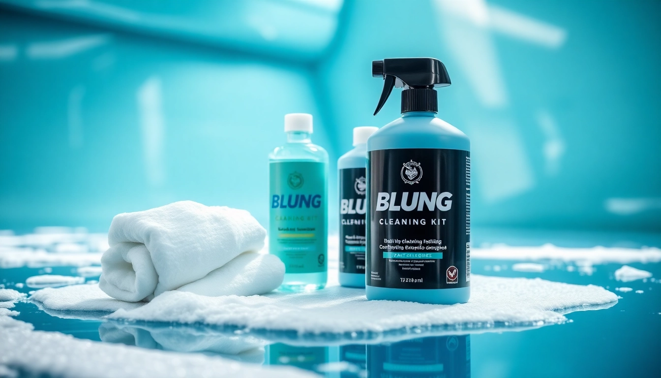 Blung branded boat and camper cleaning tools being used for detailed maintenance and polishing tasks